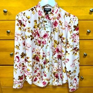 Floral ruffle collar blouse